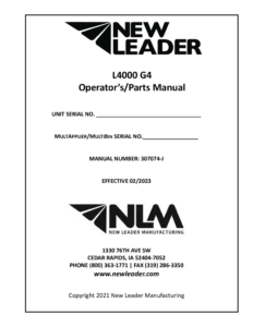 L4000G4 Operator and Parts Manual