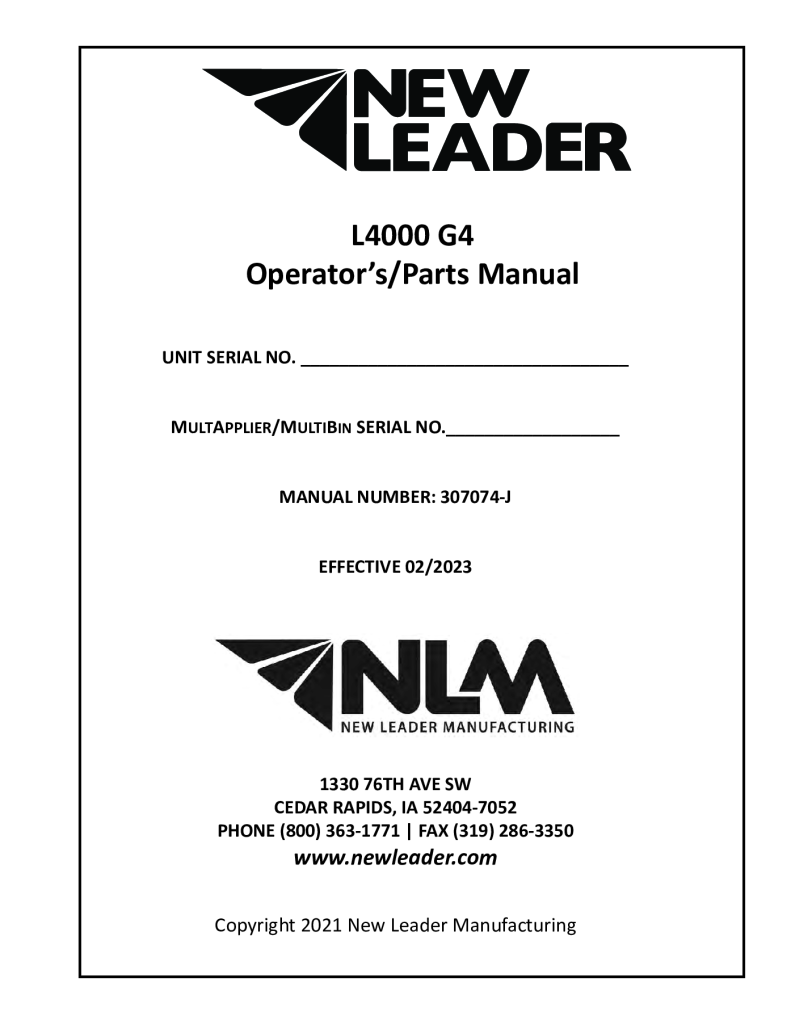 L4000G4 Operator and Parts Manual