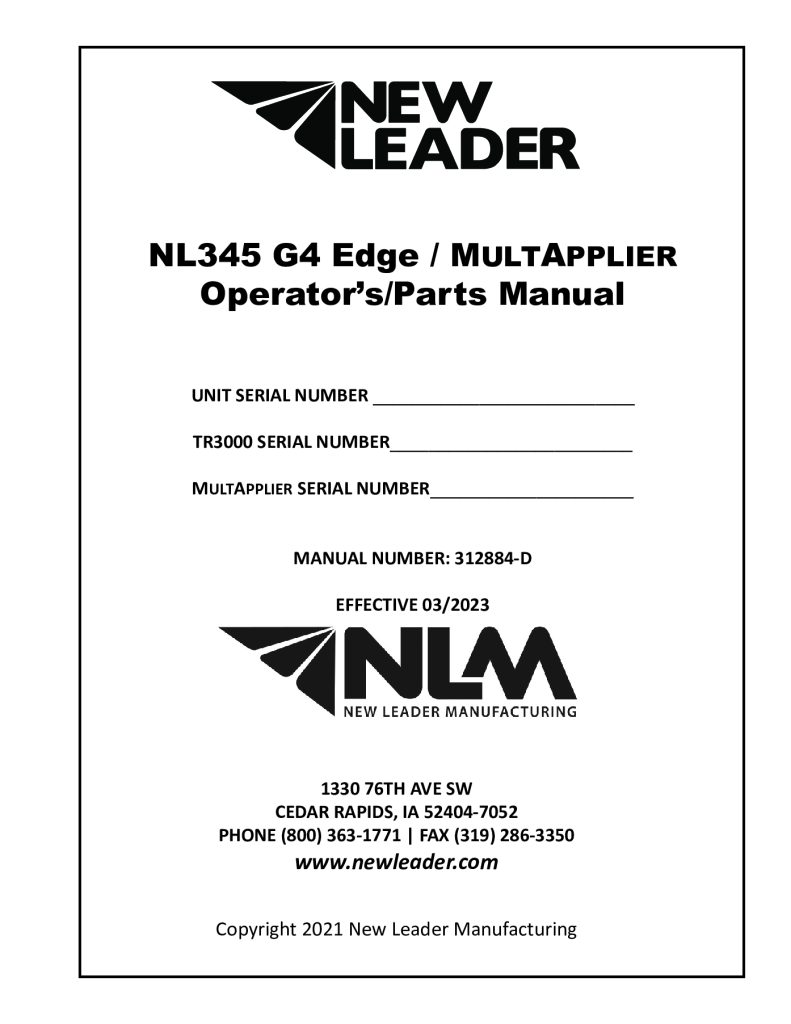 NL345 G4 Edge Owner and Parts Manual