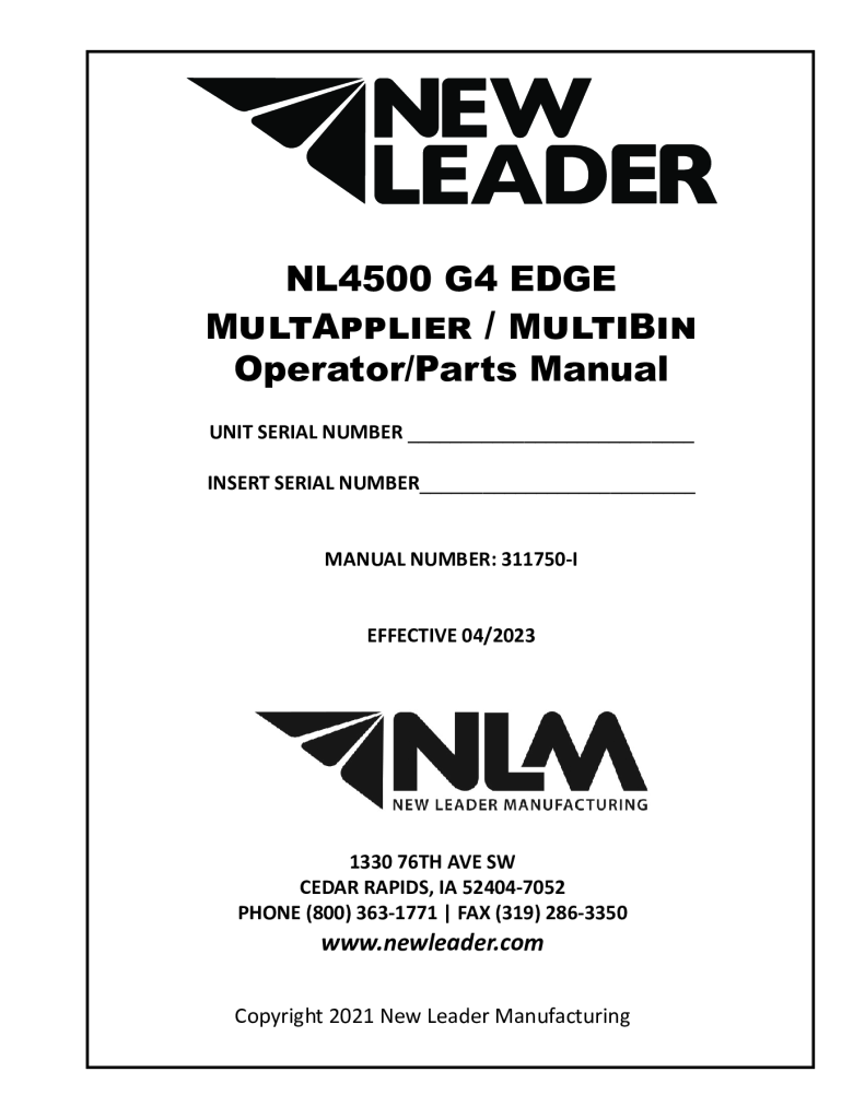 NL4500 G4 EDGE Owner and Parts Manual