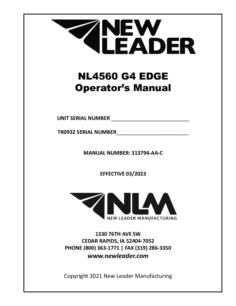 NL4560 G4 EDGE Operator’s Manual