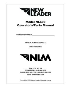 NL600 Operator's and Parts Manual