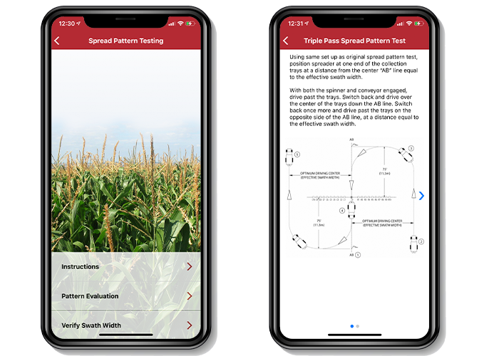 Spread Pattern Testing Screen in New Leader Mobile App