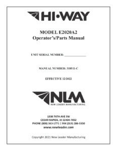 E2020A2 Operator's and Parts Manual