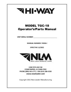 TGC-18 Operator's and Parts Manual