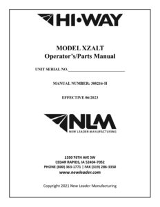 Xzalt Operator's and Parts Manual