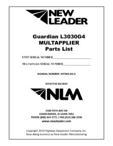 Guardian L3030G4 MultApplier Parts List